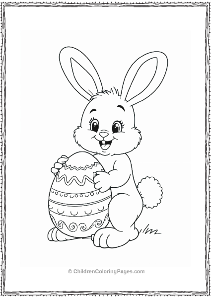 Easter Bunny Holding Decorated Egg Free PDF Printable