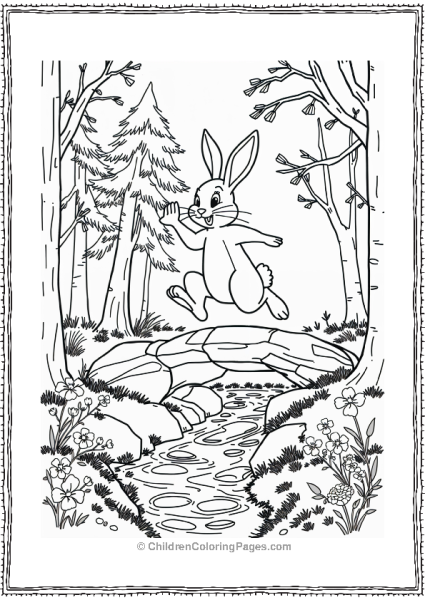 Easter Bunny Hopping Through The Forest Free PDF Printable