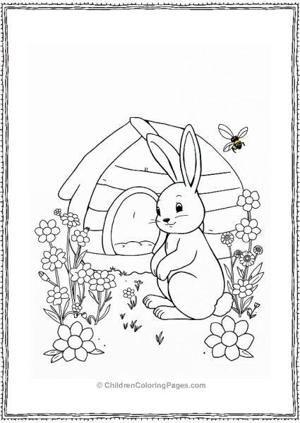 Easter Bunny In A Flower Garden Free PDF Printable