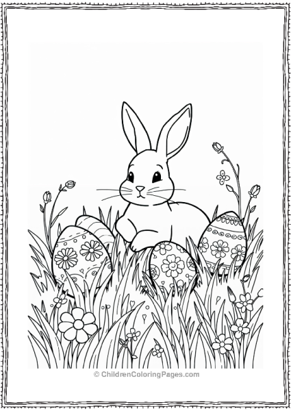 Easter Bunny In A Meadow Of Easter Eggs Free PDF Printable