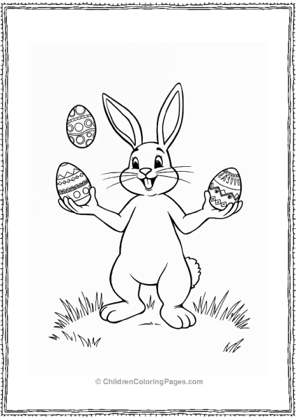 Easter Bunny Juggling Easter Eggs Free PDF Printable