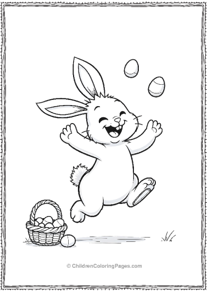 Easter Bunny Jumping With Eggs Free PDF Printable