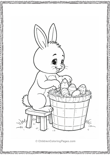 Easter Bunny Placing Easter Eggs In A Basket Free PDF Printable