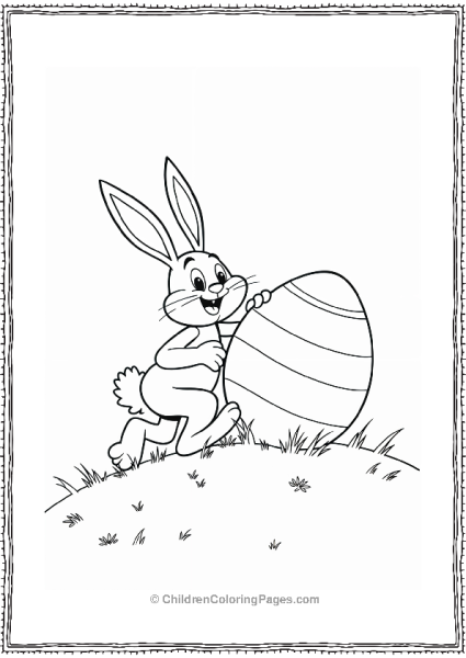 Easter Bunny Pushing A Giant Egg Free PDF Printable