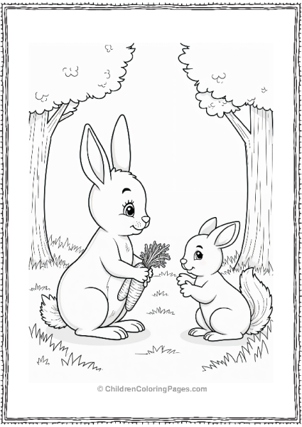 Easter Bunny Sharing Carrots With A Friend Free PDF Printable