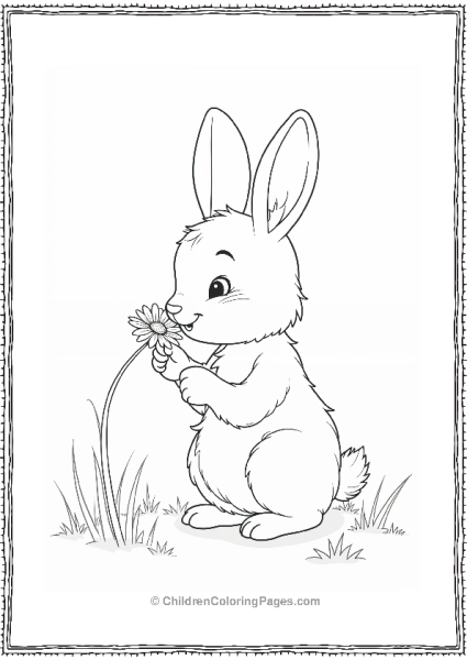 Easter Bunny Sniffing A Daisy Free PDF Printable