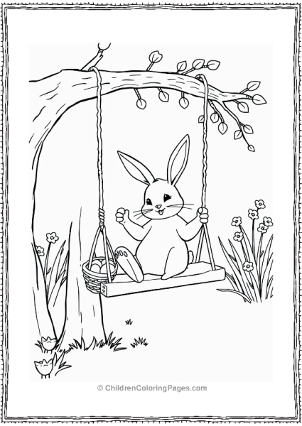 Easter Bunny Swinging With Easter Eggs Free PDF Printable