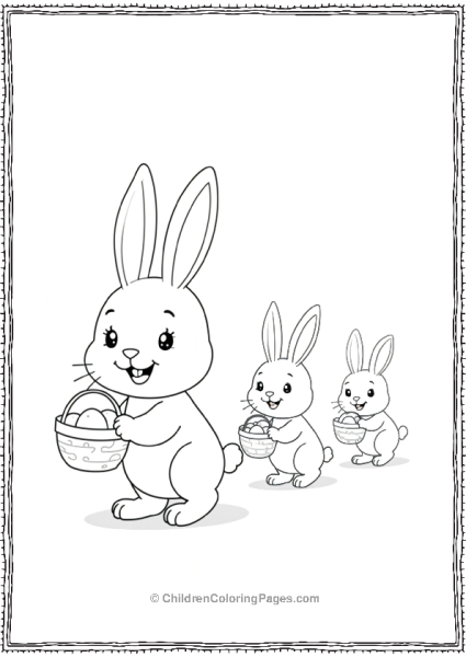 Easter Bunny Trio With Easter Eggs Free PDF Printable