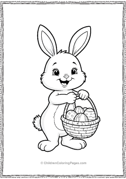 Easter Bunny With Basket Of Eggs Free PDF Printable