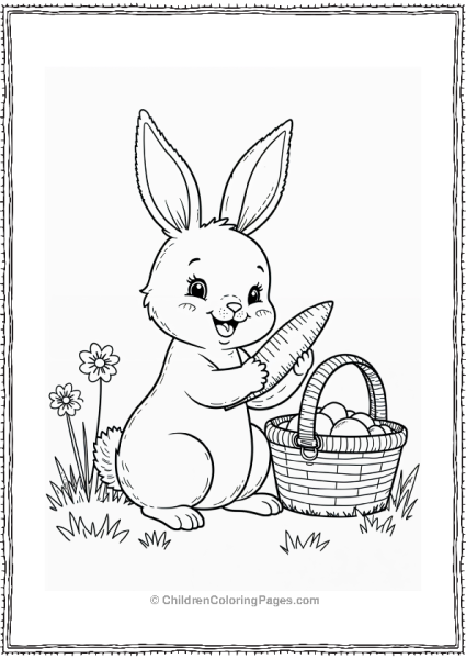 Easter Bunny With Carrot And Easter Eggs Free PDF Printable