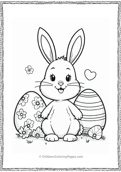 Easter Bunny With Easter Eggs And Flowers Free PDF Printable