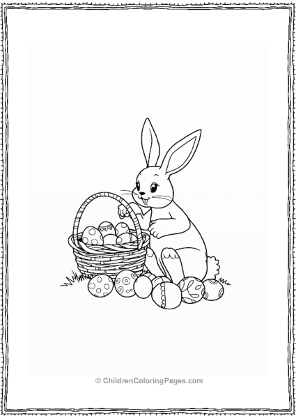 Easter Bunny With Easter Eggs In A Basket Free PDF Printable