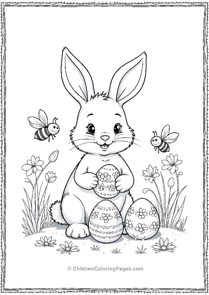 Easter Bunny With Eggs And Bees Free PDF Printable