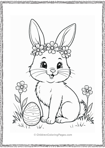 Easter Bunny With Flower Crown And Easter Egg Free PDF Printable