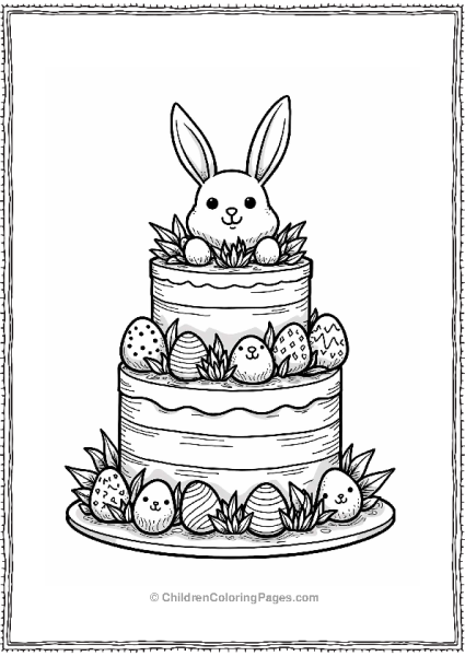 Easter Cake With Colorful Eggs Free PDF Printable