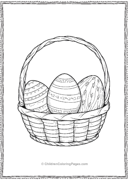 Easter Egg Basket With Three Eggs Free PDF Printable