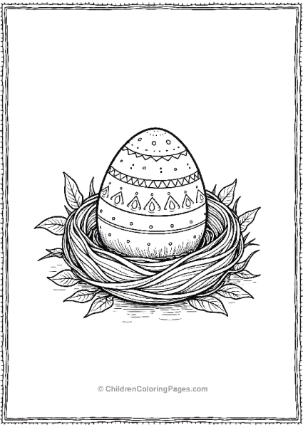 Easter Egg In A Nest With Floral Design Free PDF Printable