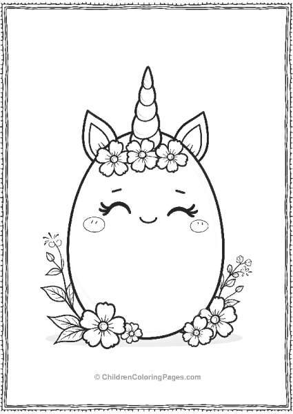 Easter Egg Unicorn With Flowers Free PDF Printable