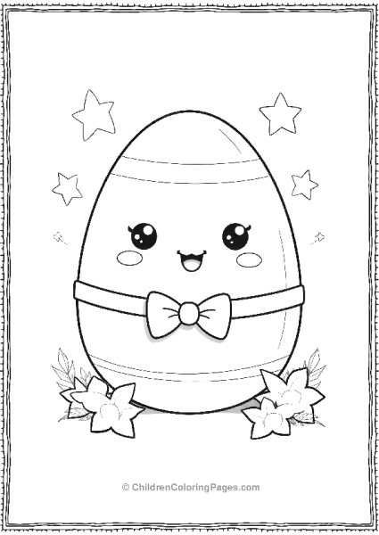 Easter Egg With A Cute Face And Bowtie Free PDF Printable