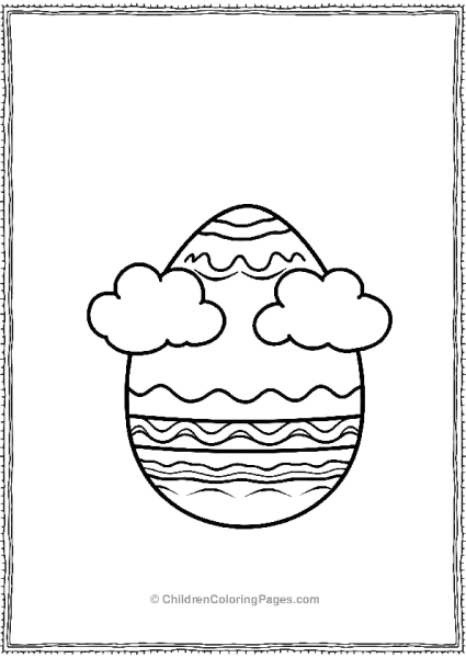 Easter Egg With Clouds And Wavy Lines Free PDF Printable