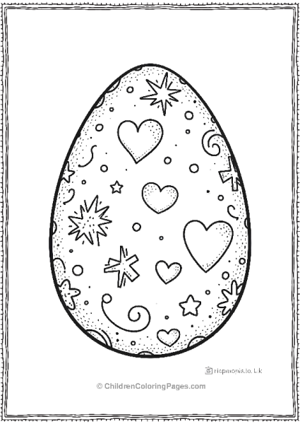 Easter Egg With Hearts And Stars Free PDF Printable