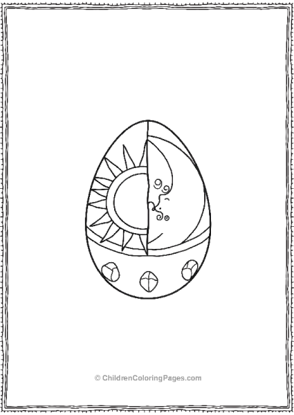 Easter Egg With Sun And Moon Decoration Free PDF Printable