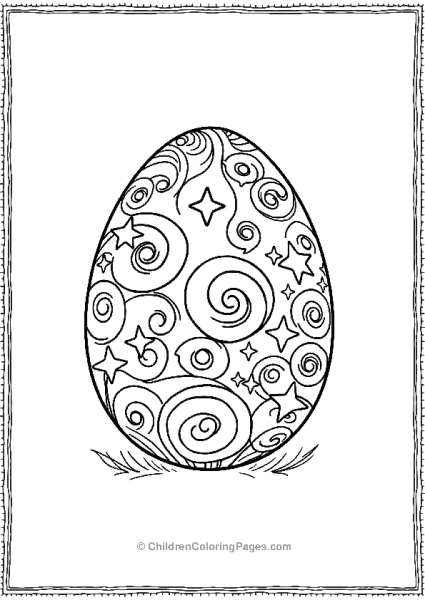 Easter Egg With Swirl Design And Stars Free PDF Printable