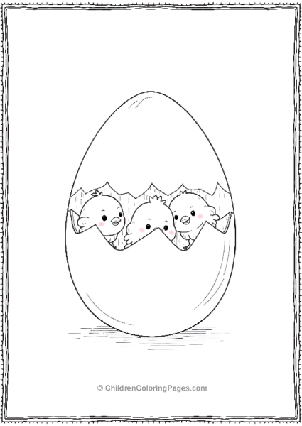 Easter Egg With Three Baby Chicks Free PDF Printable