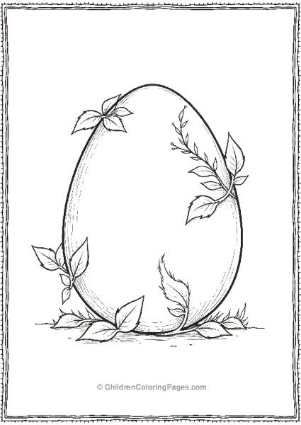 Easter Egg With Vines And Leaves Free PDF Printable