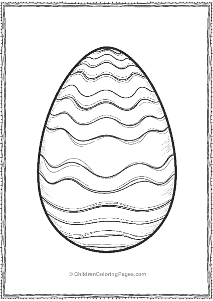 Easter Egg With Wavy Lines Free PDF Printable