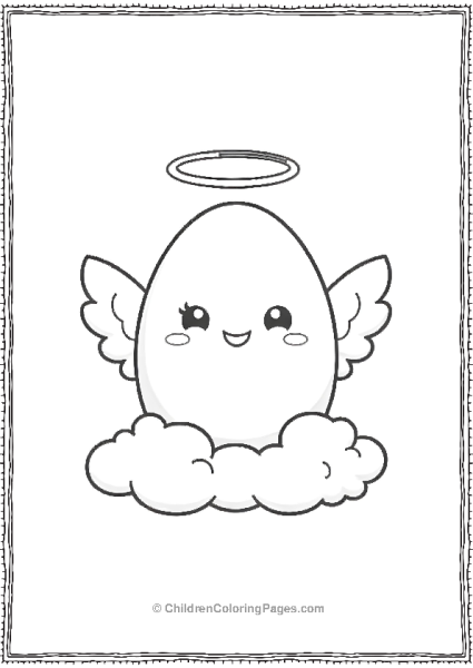 Easter Egg With Wings And Halo On Cloud Free PDF Printable