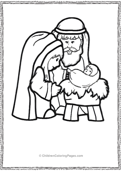 Easy To Color Birth Scene Of Baby Jesus Free PDF Printable