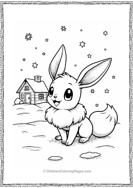 Eevee Catching Snowflakes At Christmas Free PDF Printable