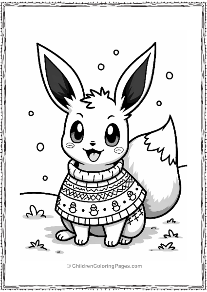 Eevee In A Colorful Christmas Sweater Free PDF Printable