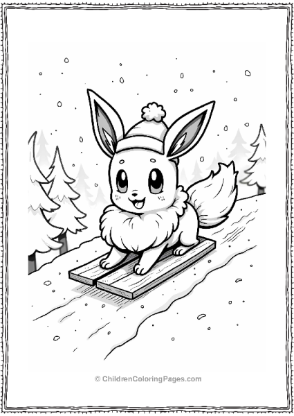 Eevee Sledding In A Winter Wonderland Free PDF Printable