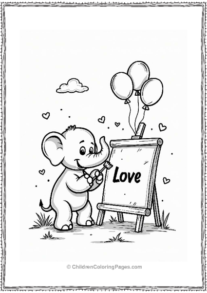 Elephant Painting A Valentine’s Day Banner Free PDF Printable