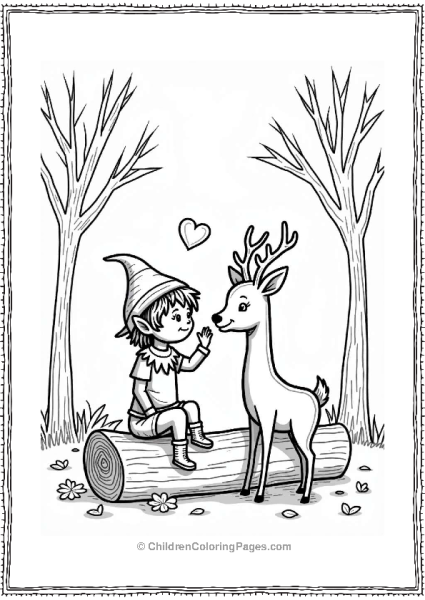 Elf And Deer Friendship On Valentine’s Day Free PDF Printable