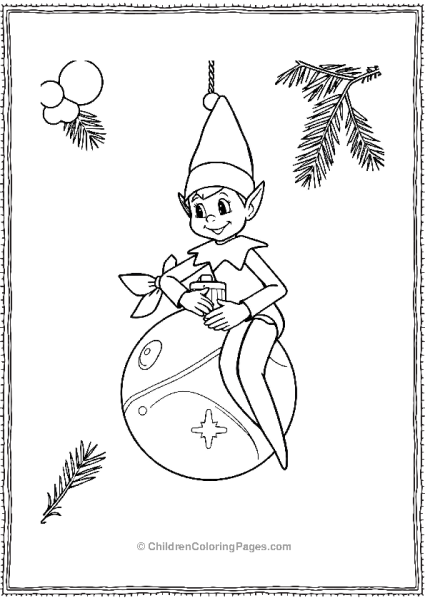 Elf On A Christmas Ornament Free PDF Printable