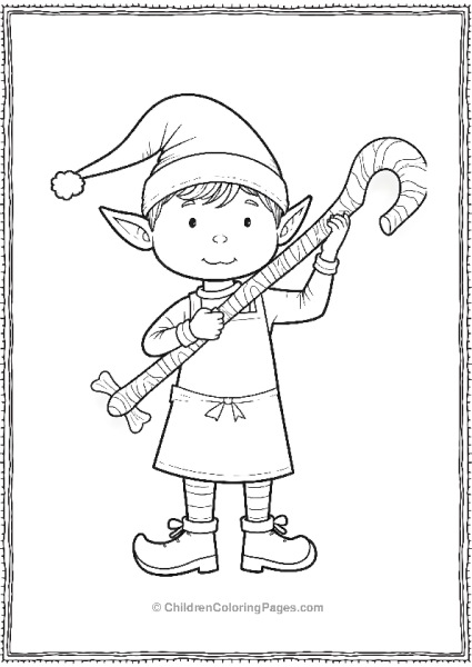 Elf Wearing An Apron Carrying A Giant Candy Can Free PDF Printable