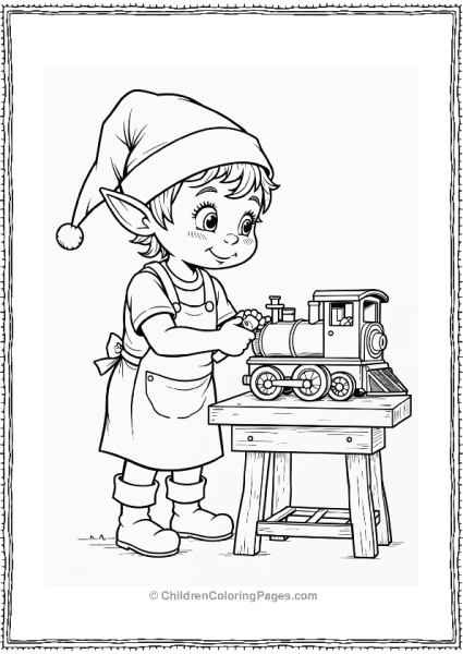 Elf Wearing An Apron Standing At A Workbench Free PDF Printable