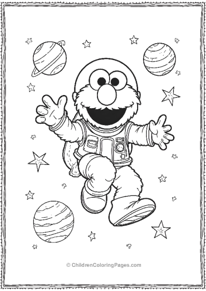 Elmo Astronaut Floating In Space Free PDF Printable