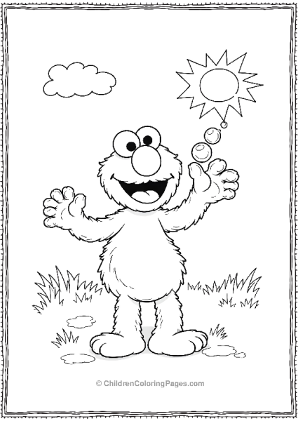 Elmo Blowing Bubbles On A Sunny Day Free PDF Printable