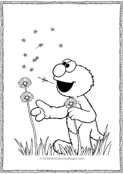 Elmo Blowing Dandelions And Watching Seeds Fly Free PDF Printable