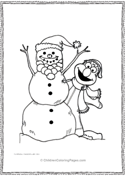 Elmo Building A Snowman Scaled Free PDF Printable