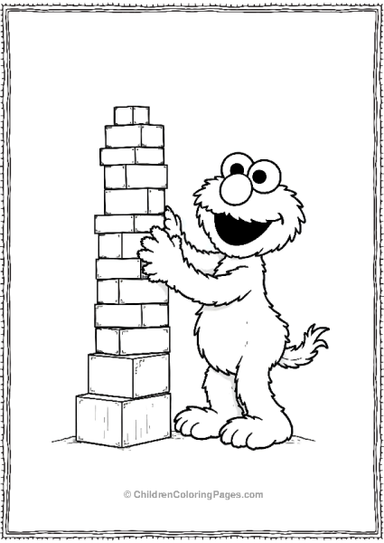 Elmo Building A Tall Tower With Blocks Free PDF Printable