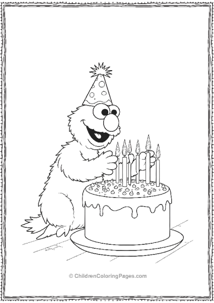 Elmo Decorating Birthday Cake With Candles Free PDF Printable