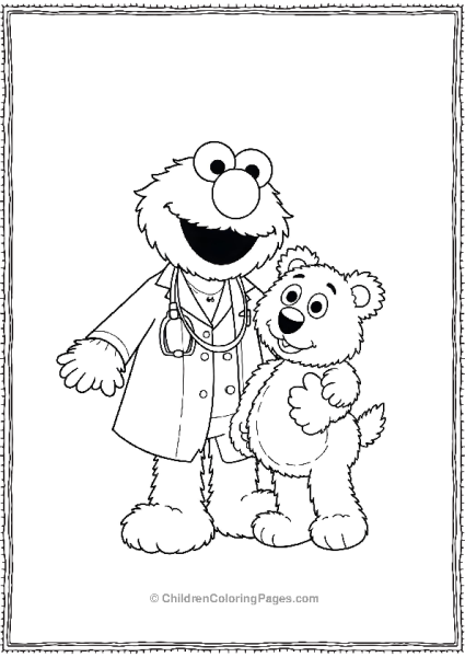 Elmo Doctor With Teddy Bear Free PDF Printable