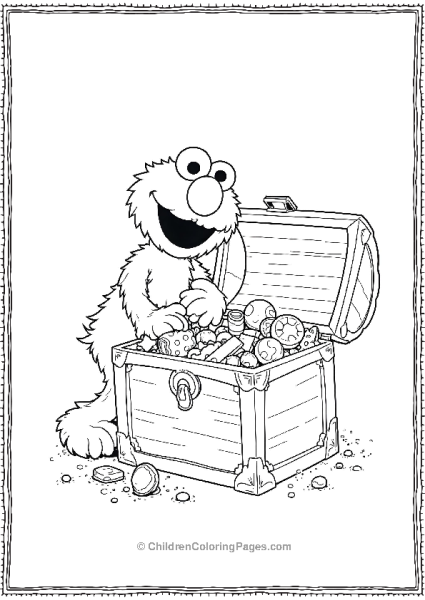 Elmo Exploring Treasure Chest Full Of Toys Free PDF Printable