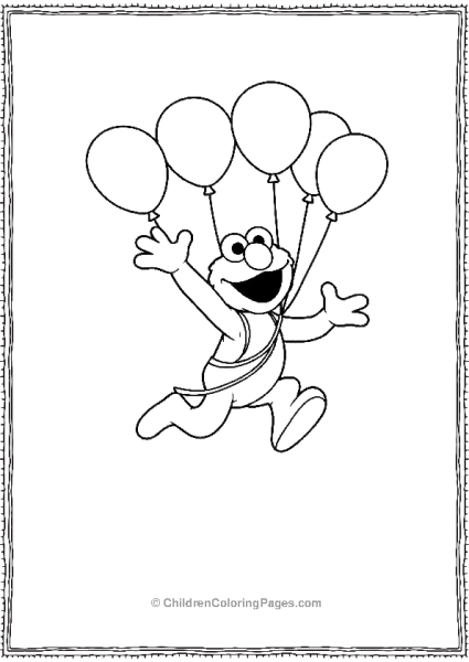 Elmo Flying With Balloons Free PDF Printable