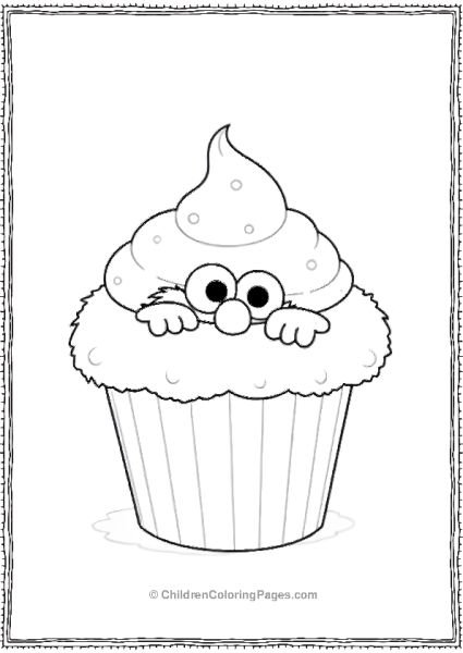 Elmo Hiding In A Cupcake Free PDF Printable